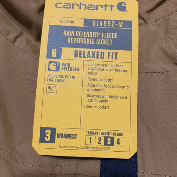 Carhartt Fleece to Nylon Rain Defender Reversible Hoodie Jacket OJ4992-M - Picture 8 of 8